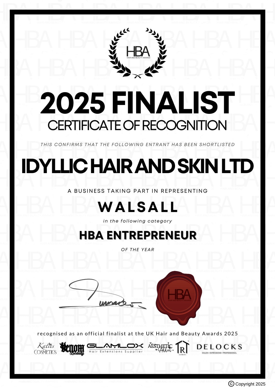 UK Hair and Beauty Awards 2025 Entrepreneur Finalist