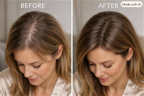 AI-generated illustrative hair-density comparison