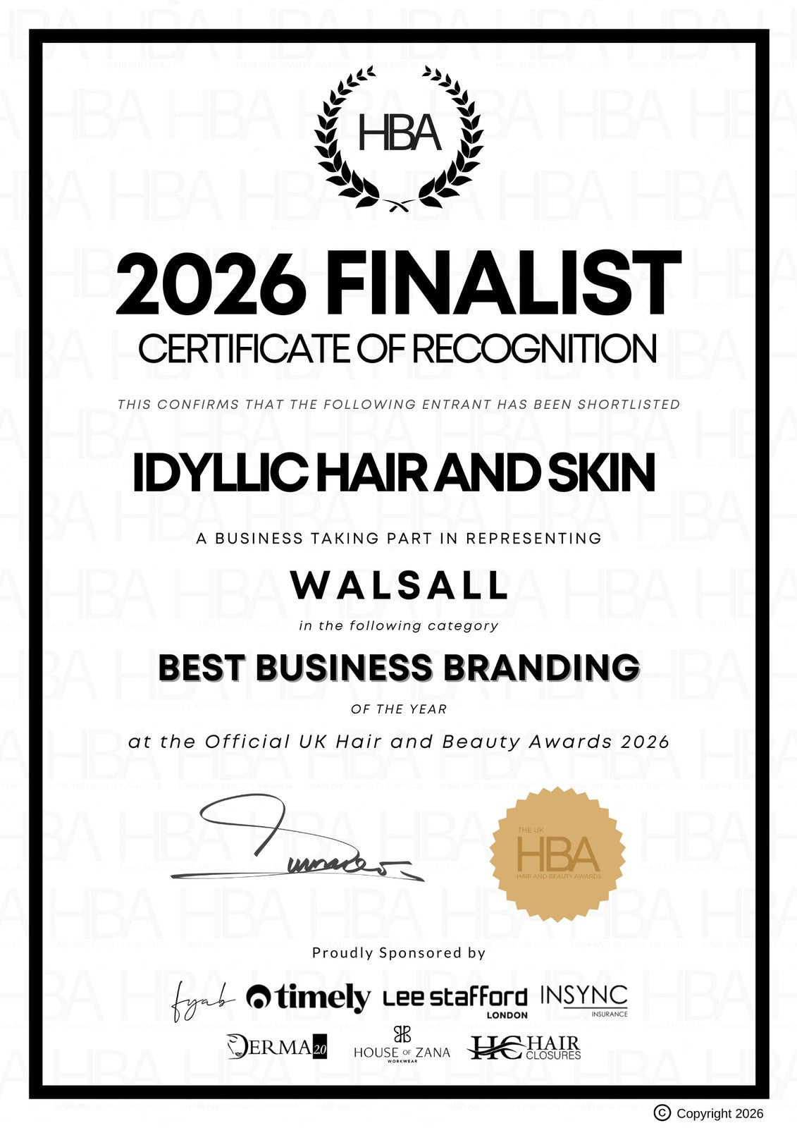 UK Hair and Beauty Awards 2026 Best Business Branding Finalist