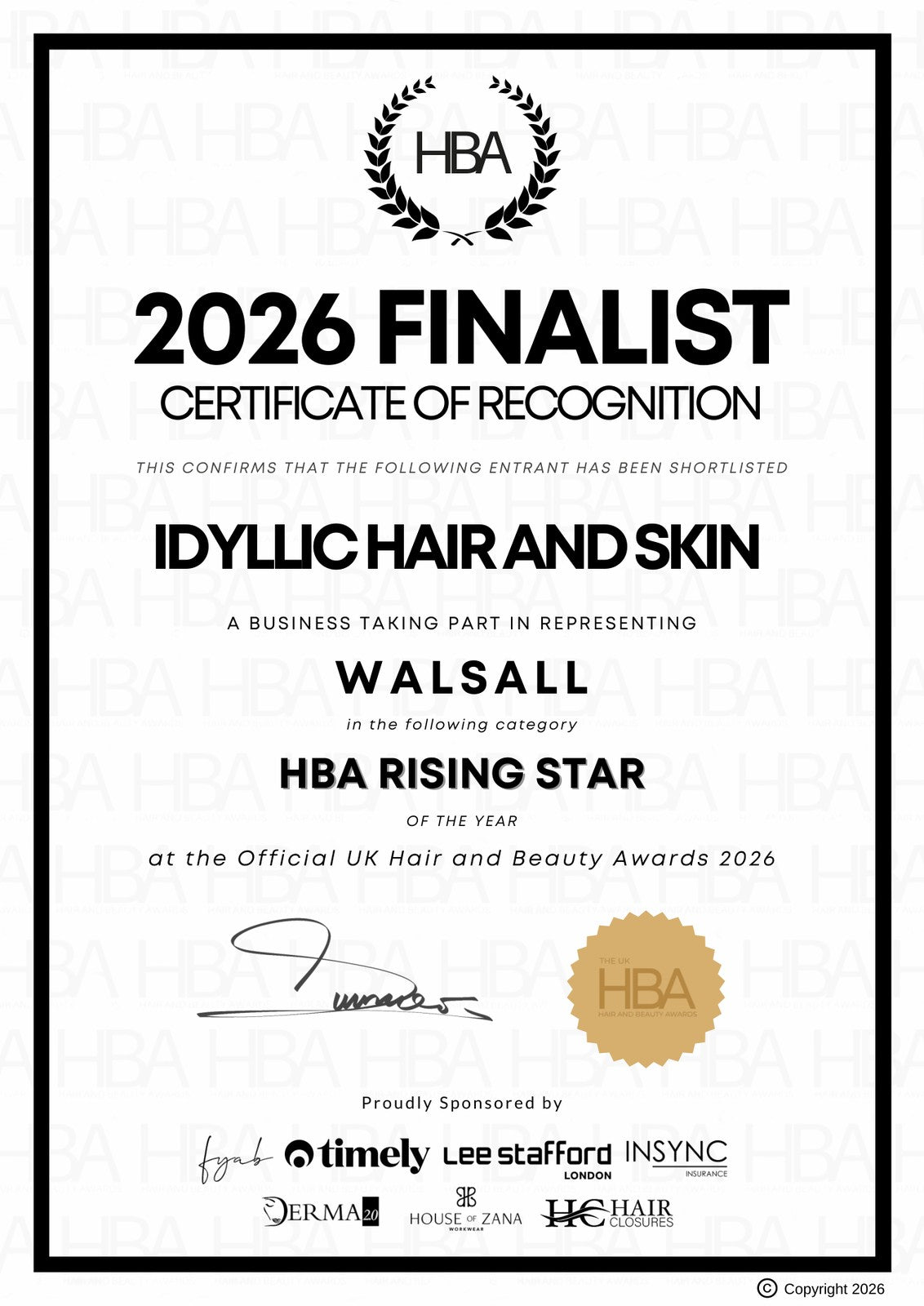 UK Hair and Beauty Awards 2026 Rising Star Finalist